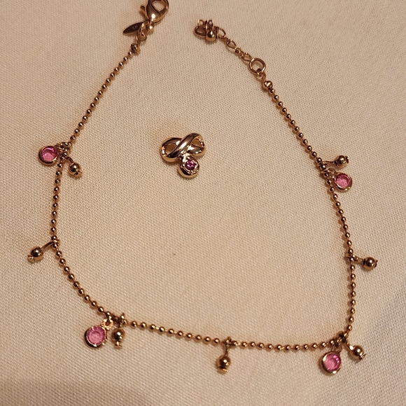 Avon Goldtine Anklet with Pink Accents - Picture 1 of 1